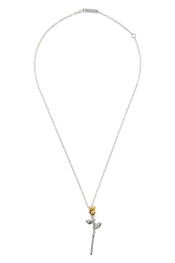Silver & Gold Rose Charm Necklace