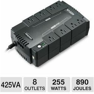 CyberPower Standby Series 425VA UPS - 8 Outlets, 255 Watts, 890 Joules, RJ11 Protection, 6 Ft Cord - SE425G