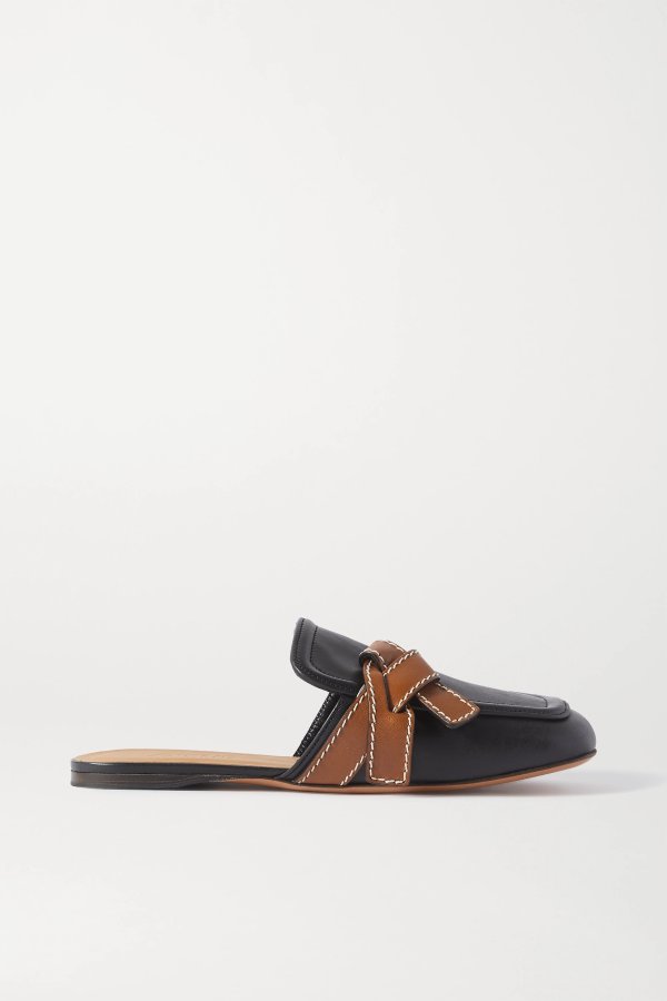 Gate topstitched two-tone leather loafers