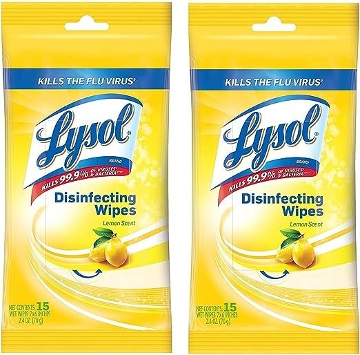 Disinfecting Wipes to-Go Pack, Lemon Scent, 15 ct (Pack of 2)