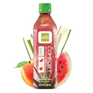 ALO Comfort Aloe Vera Juice Drink, Watermelon + Peach, 16.9 Ounce (Pack of 12)
