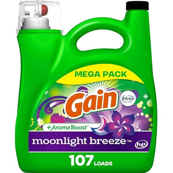 + Aroma Boost Liquid Laundry Detergent Moonlight Breeze Scent 107 Loads 154 fl oz HE Compatible