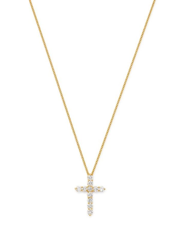 Diamond Cross Pendant Necklace in 14K Yellow Gold, 0.50 ct. t.w. - 100% Exclusive