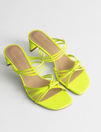 Strappy Knotted Heeled Leather Sandals