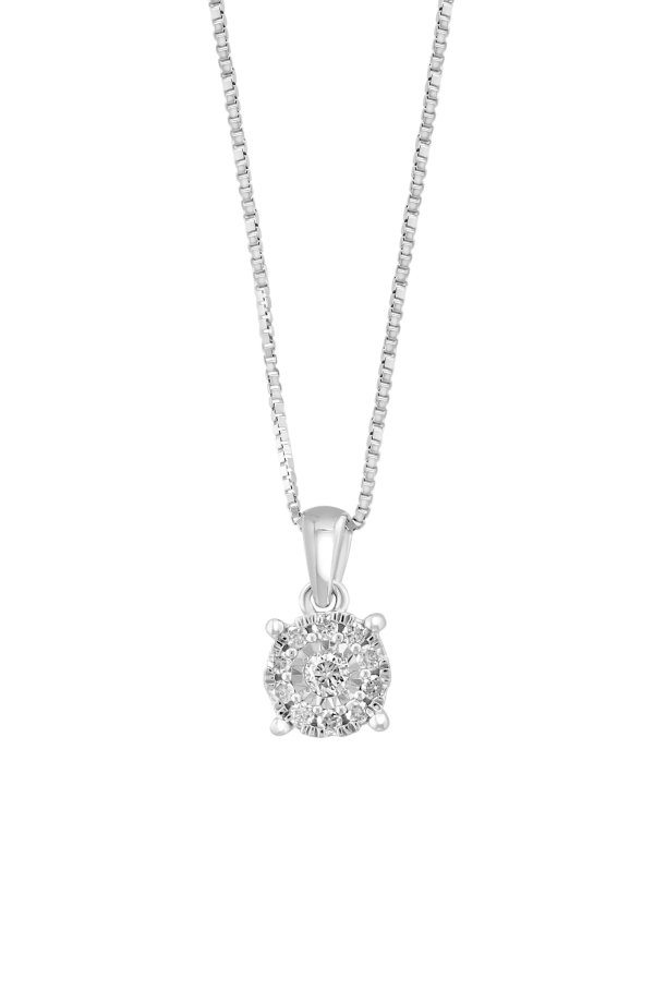 Sterling Silver Round Diamond Pendant Necklace - 0.24ct.
