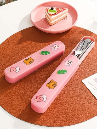 1set Stainless Steel Cutlery Set With Sticker