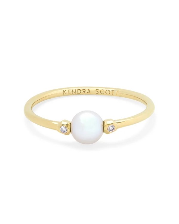 Cathleen 14k Yellow Gold Band Ring in Pearl - 7 | Kendra Scott