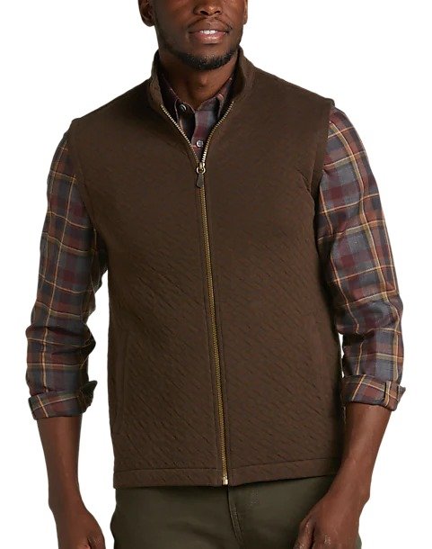 Jos. A. Bank Reserve Collection Classic Fit Full-Zip Vest, Brown - Men's Sweaters | Men's Wearhouse