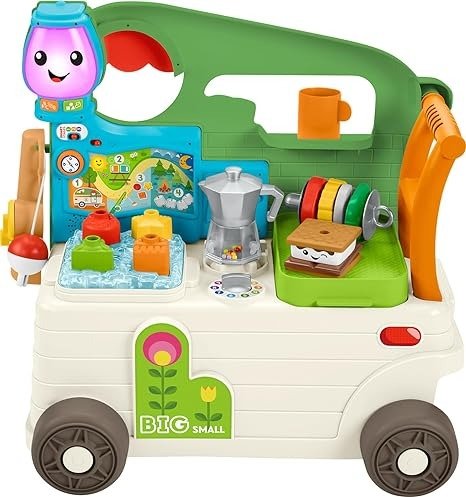 -Price Laugh & Learn Baby to Toddler Toy 3-in-1 On-the-Go Camper Walker & Activity Center with Smart Stages for Ages 9+ Months​