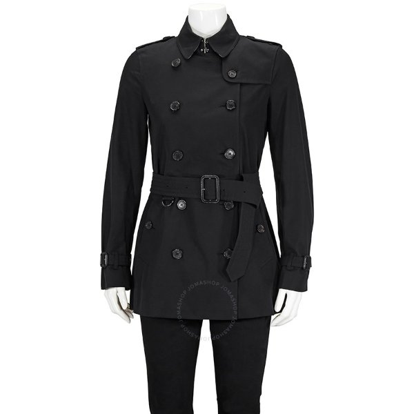 Ladies Heritage Black Kensington Black Short Trench Coat