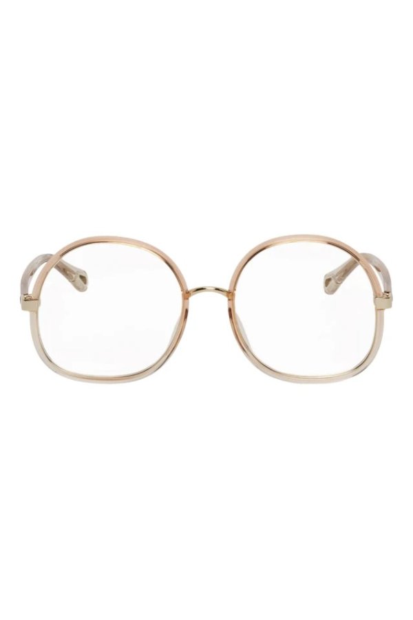 Pink Injected Rim Oversized Square Glasses