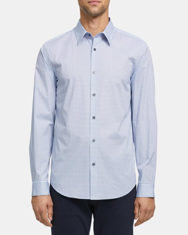 Irving Shirt in Geo Print Stretch Cotton