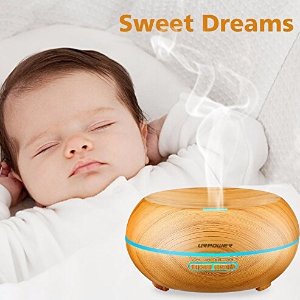 URPOWER 200ml Aromatherapy Essential Oil Diffuser Humidifier with 7 Color LED Lights and Waterless Auto Shut-off- Wood Grain