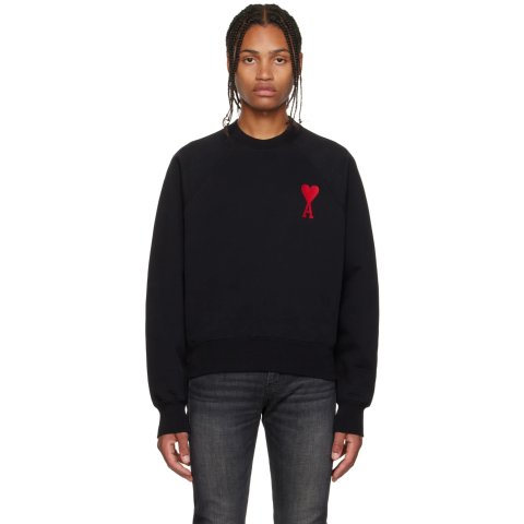 Ami Alexandre MattiussiSSENSE Exclusive Black Oversized Ami De Coeur Sweatshirt