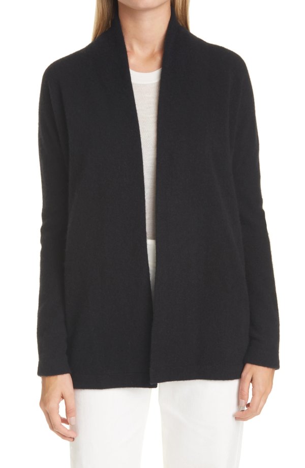 Open Front Boiled Cashmere Cardigan