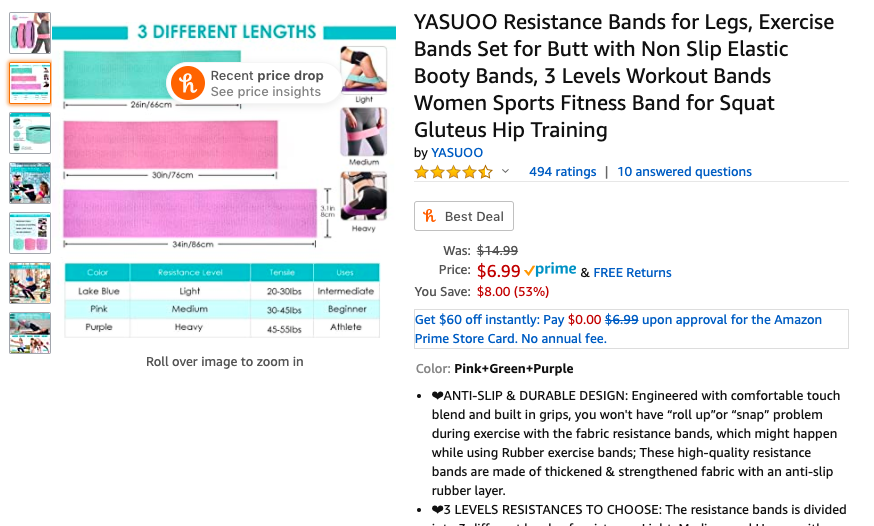 健身弹力带 YASUOO Resistance Bands for Legs,