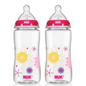 NUK Advanced Orthodontic Bottle in Girl Colors, 10-Ounce, 2 Count