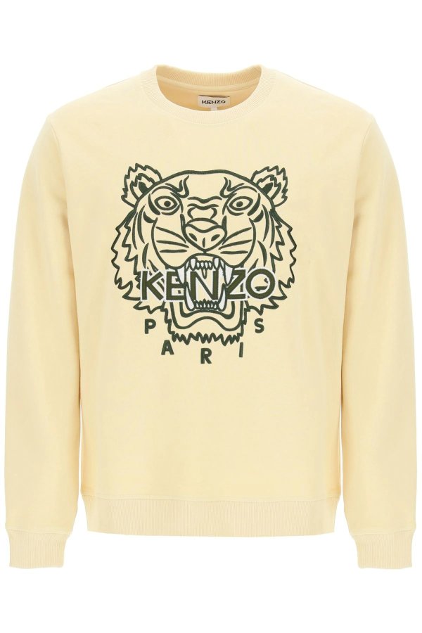 crewneck sweatshirt with tiger embroidery