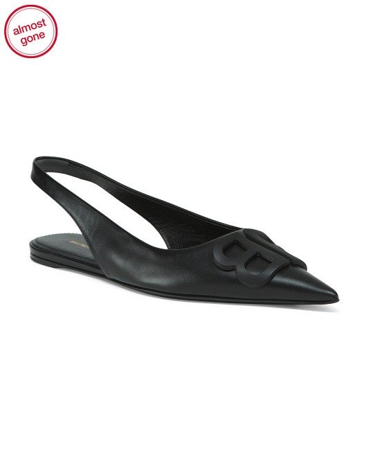 Made In Italy Slingback Pointy Toe Leather Flats