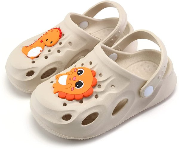 UBFEN Kids Garden Clogs Shower Pool Beach Sandals Dinosaur Slide Sandals