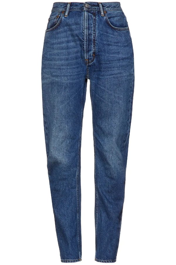Log faded high-rise straight-leg jeans