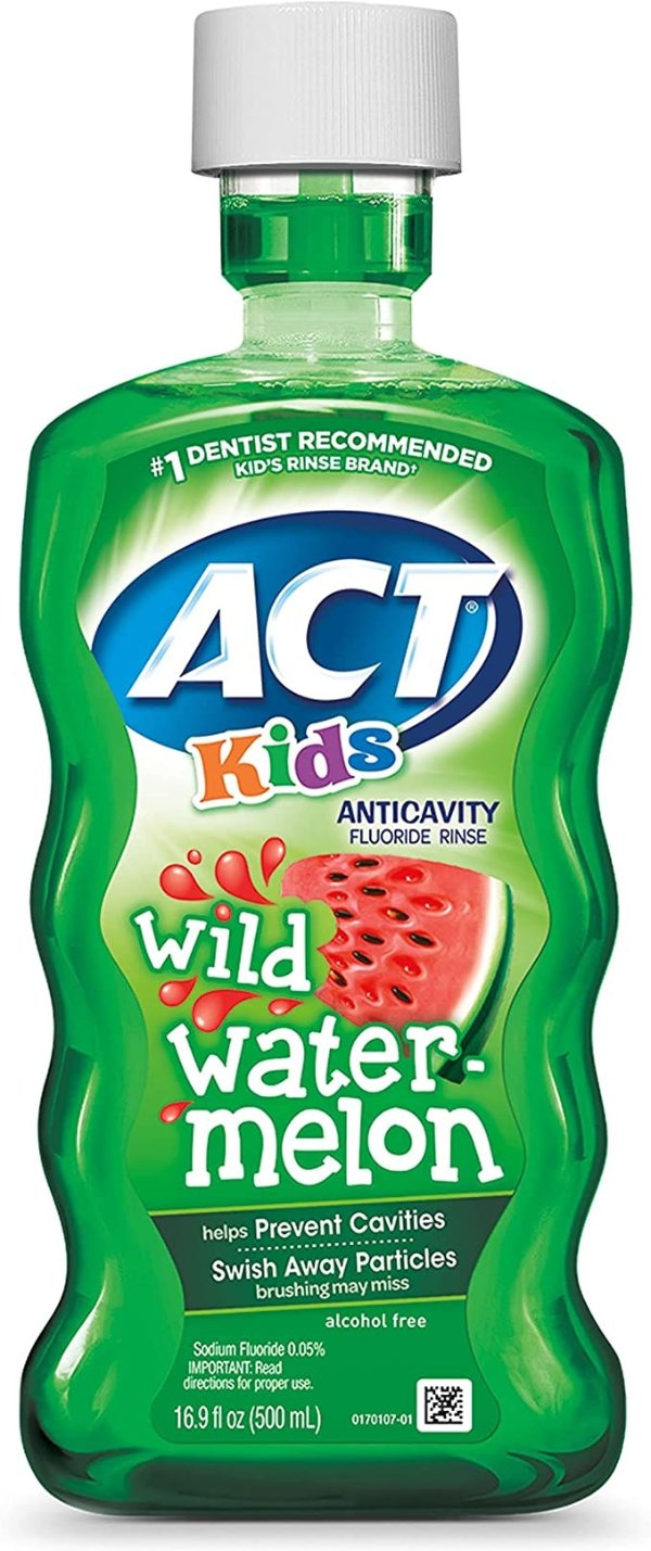 Kids Anticavity Fluoride Rinse Wild Watermelon 16.9 fl. oz. Accurate Dosing Cup, Alcohol Free