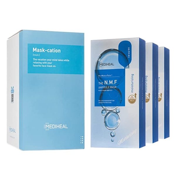 Official Best No.1 Korean Sheet Mask - NMF Ampoule Face Mask 30 Sheets Jumbo For Intensely Hydrating Moisturizing with NMF For All Skin Types Value Sets