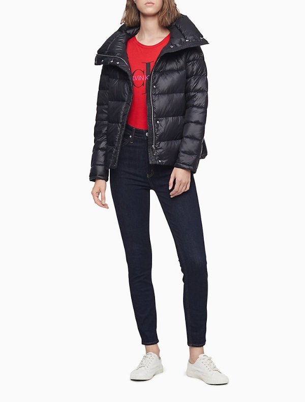 Packable Down Funnel Neck Puffer Jacket