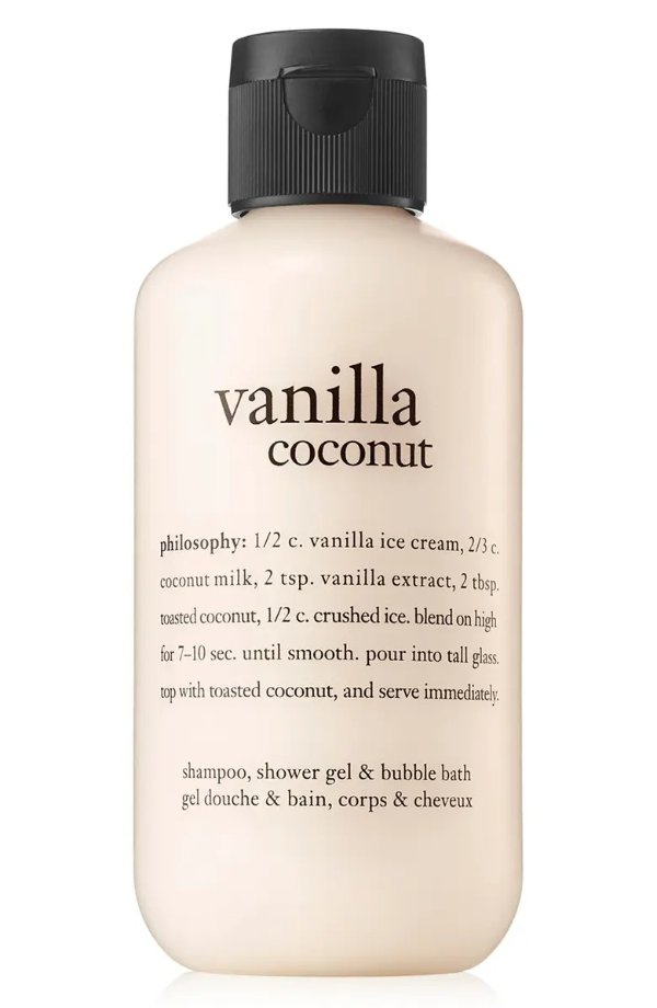 vanilla coconut shower gel - 6 oz.