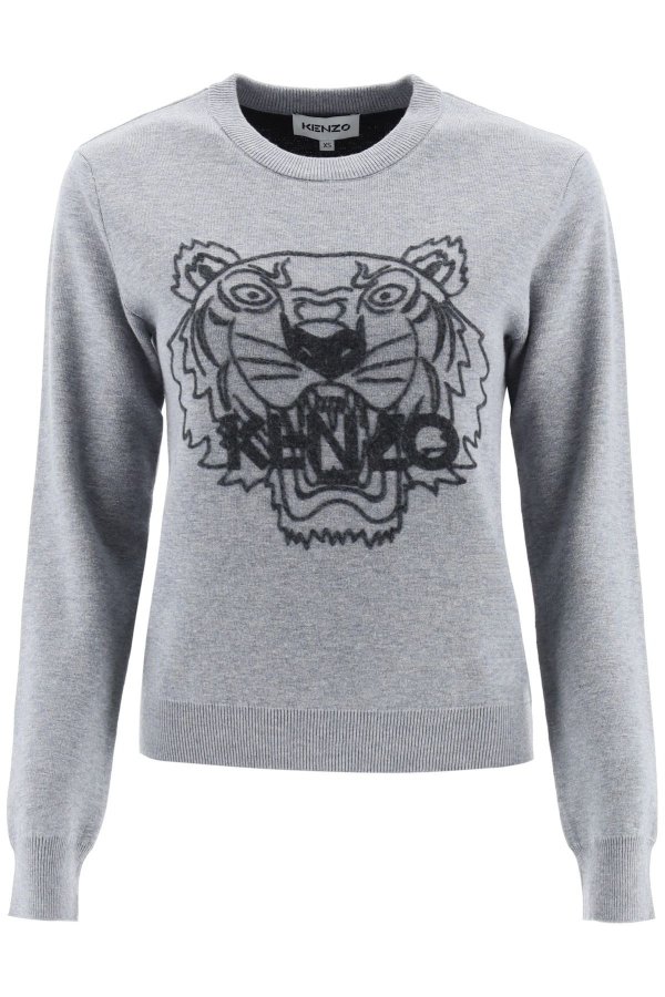 sweater with tiger embroidery