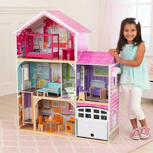 Avery 大型三层娃娃屋，含家具，带声音和灯光，有车库门可开合