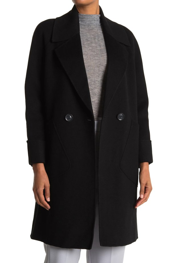 Notch Collar Wool & Cashmere Blend Coat