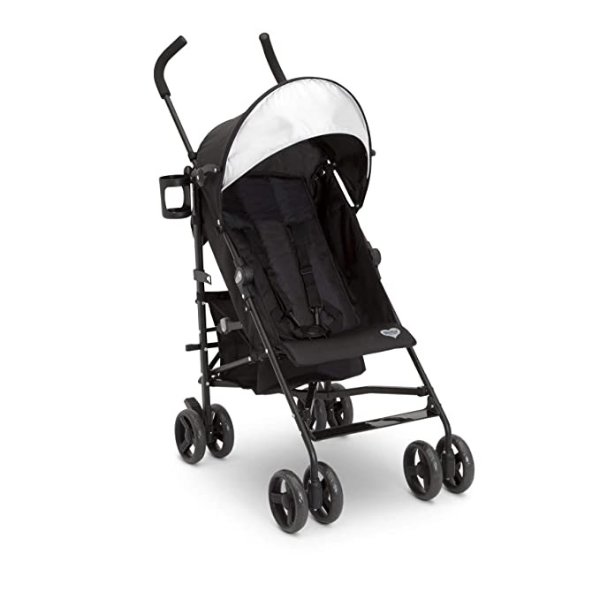 Pilot Stroller - Extremely Lightweight Aluminum Travel Stroller with Supportive Recline, Oversized Canopy, Compact Fold & Shock Absorbing Frame-Includes Cup Holder & Storage Bin, Black