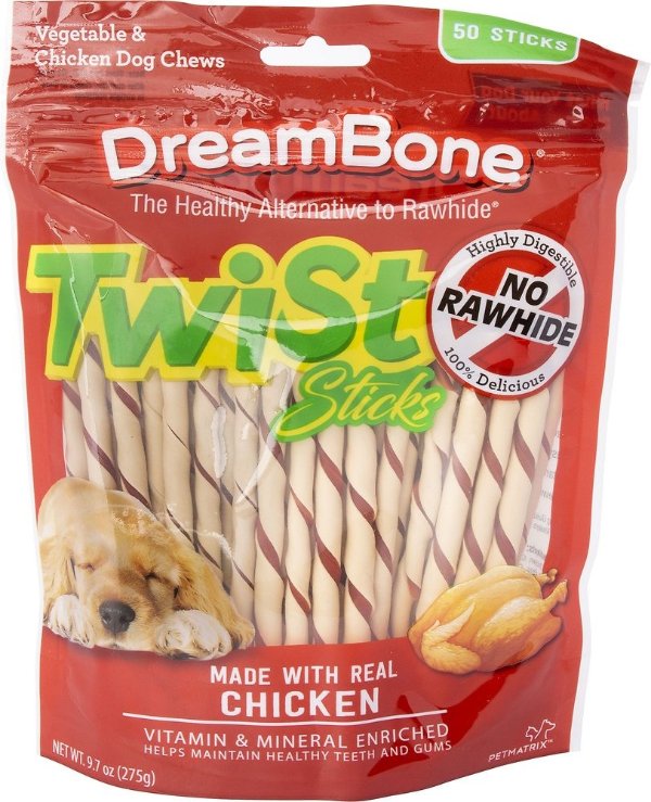 DREAMBONE Twist Sticks Chicken Chew Dog Treats, 50 count - Chewy.com