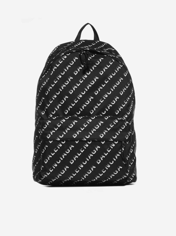 Wheel all-over logo nylon backpack