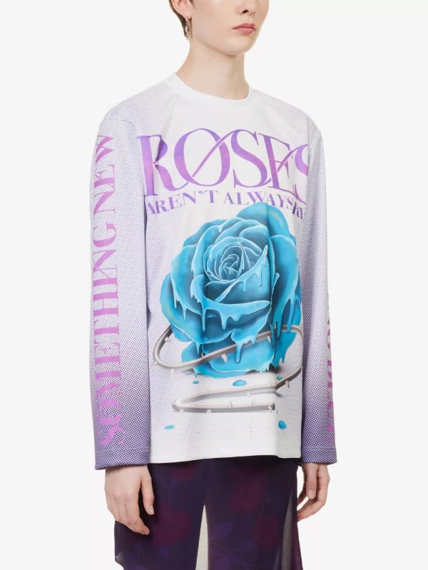 Rose graphic-print relaxed-fit jersey T-shirt