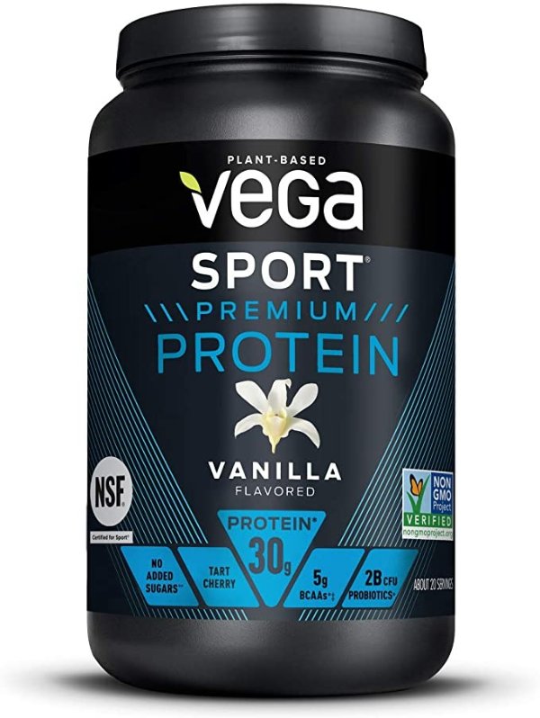 Sport Premium Protein Powder, Vanilla, Plant Based Protein Powder Post Workout - Certifiedn, Vegetarian, Keto-Friendly, Gluten Free, Dairy Free, BCAA Amino Acid (20 Servings / 1lb 13.2oz)