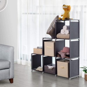 SONGMICS 3-Tier Storage Cube Closet Organizer Shelf 6-Cube Cabinet Bookcase Black ULSN63H @ Amazon