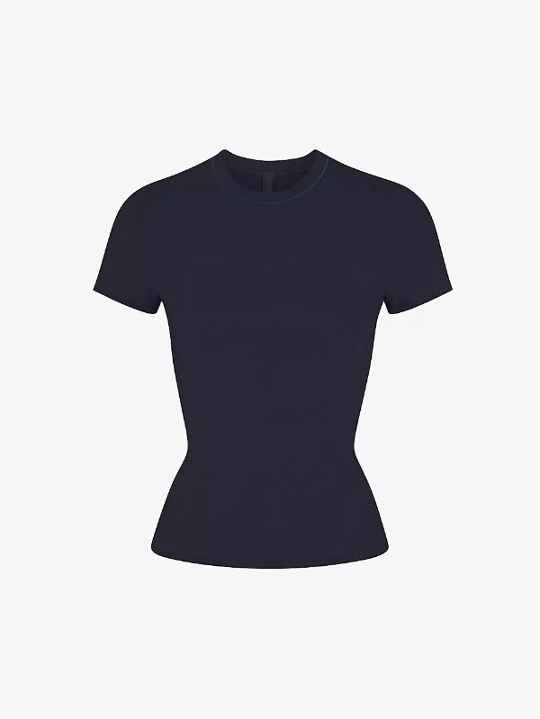 Round-neck stretch cotton-jersey T-shirt