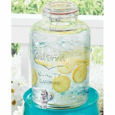 2 Gallon Round Glass Beverage Dispenser with Clamp Lid