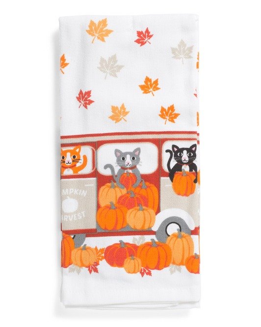 Set Of 2 Fall Cats Kitchen Towels