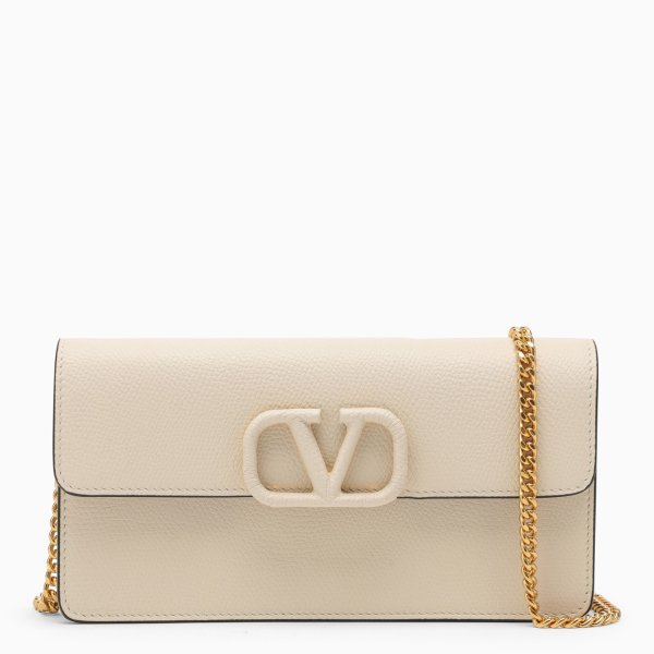 Vlogo light ivory leather chain wallet