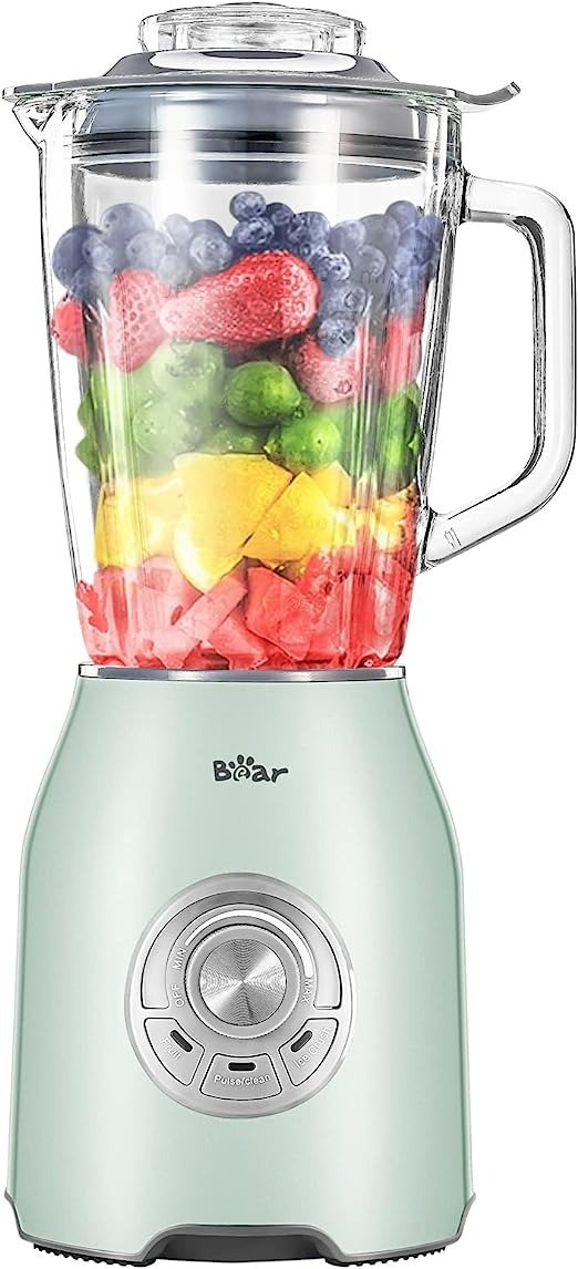 Countertop Blender, 1000W Professional Smoothie Blender for Shakes and Smoothies with 51 Oz Glass Jar, Step-less Speed Knob and 3 Functions for Crushing Ice, Fruit and Pulse/Autonomous Clean