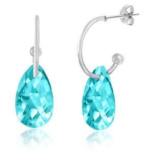 Lesa Michele Aquamarine Crystal Teardrop Earrings