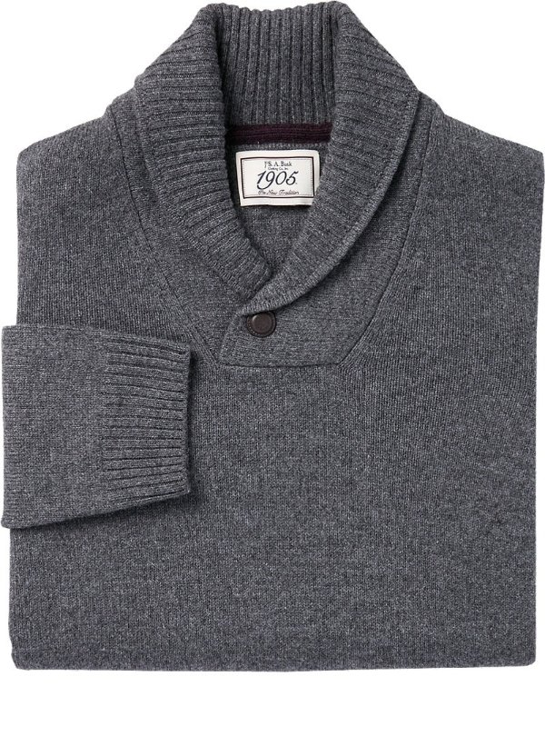1905 Collection Merino Wool Blend Shawl Collar Sweater