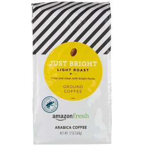 AmazonFresh Just Bright Ground Coffee, Light Roast, 12 Ounce
