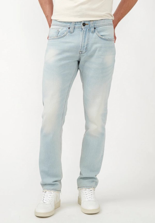 Slim Straight Evan-X Men's Jeans in Light & Worn Blue