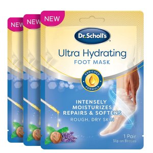 Dr. Scholl's Ultra Hydrating Foot Mask 3 Pack , Intensely Moisturizes Repairs and Softens Rough Dry Skin with Urea, 3 Count 1 Pair