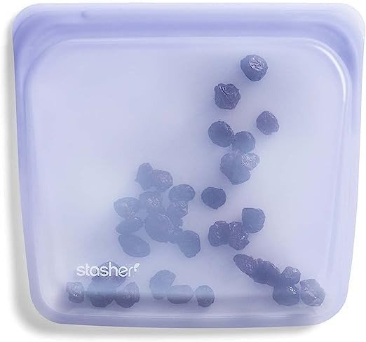 Reusable Silicone Storage Bag, Food Storage Container, Microwave and Dishwasher Safe, Leak-free, Sandwich, Lavender