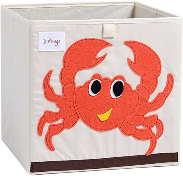 Foldable Animal Canvas Storage Toy Box/Bin/Cube/Chest/Basket/Organizer For Kids, 13 inch (Crab)